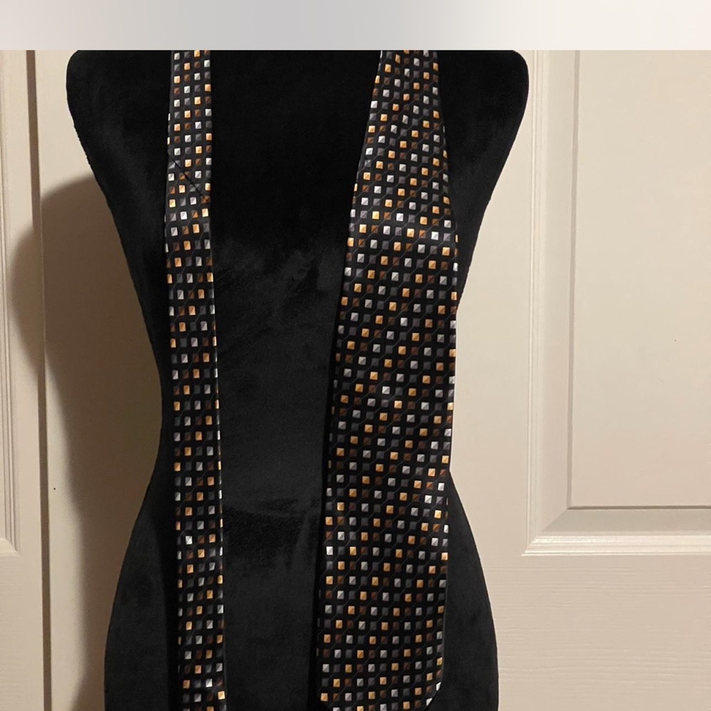 Covington Black Tie with Gold and Silver Squares